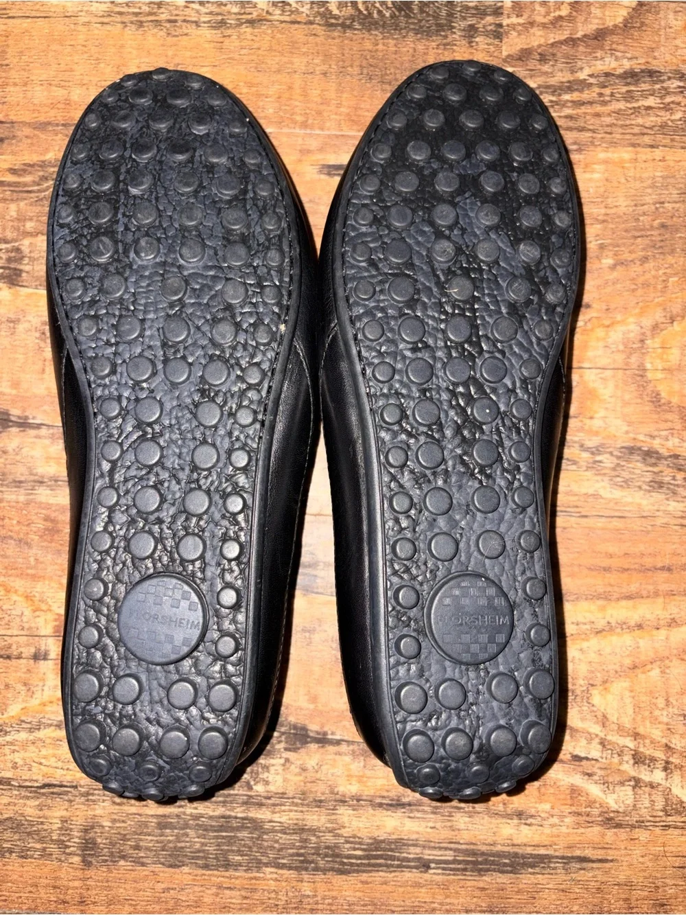 Florsheim Black Leather Slip-On Driving Loafers .